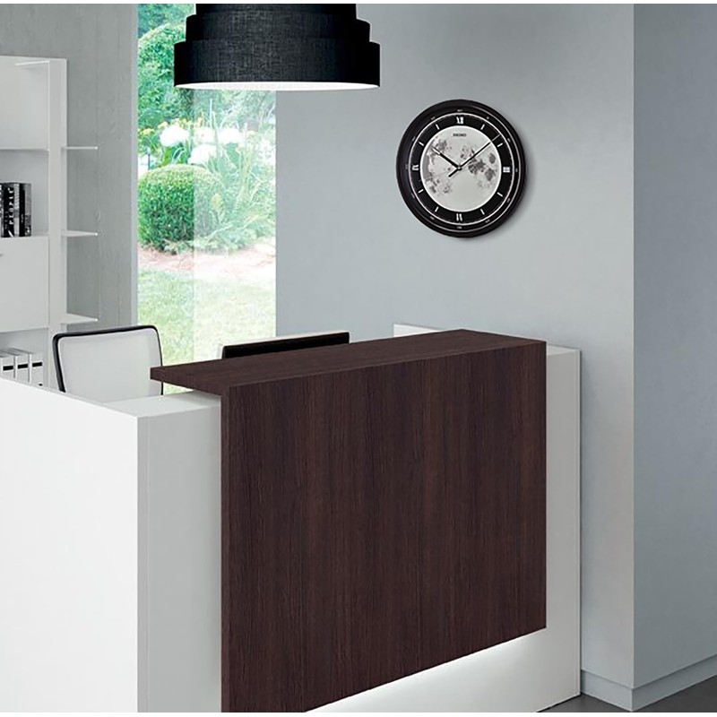 Seiko QXA831KRH Non Ticking Wall Clock, 16 Inch, Metallic Black