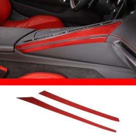 Unbranded Red Carbon Center Control Right Side Trim Accessories Kit For Corvette C8 2020+