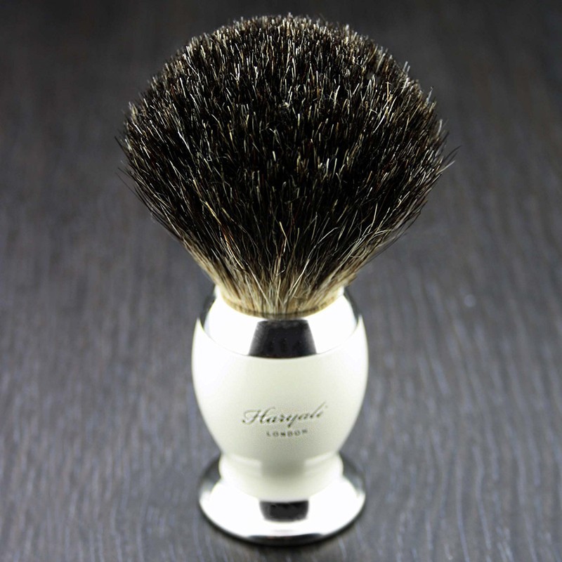 Men's Black Badger Hair Shaving Brush & & Metal Color