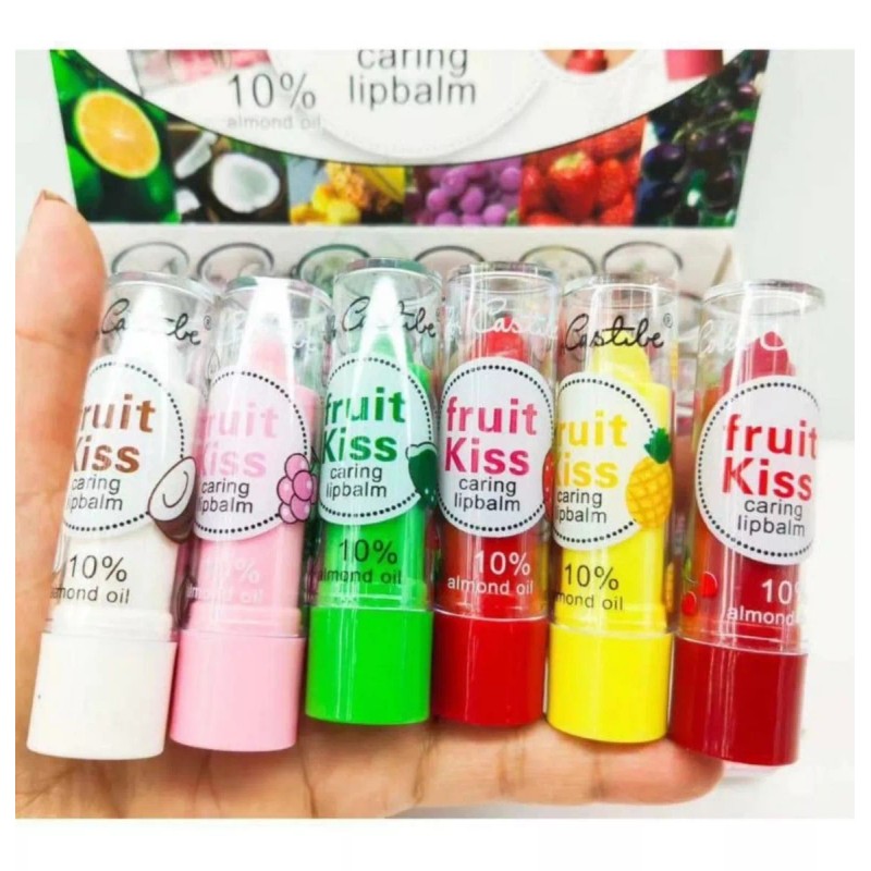 Color Castle Balsamo Labial Fruit Kiss Aceite Almendra 24 Piezas