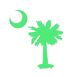 STICKER DAD Palmetto Tree Moon SC Flag V1 Vinyl Decal by StickerDad® - Size: 3.5", Color: Lime Green - Windows, Walls, Bumpers, Laptop, Lockers, etc.