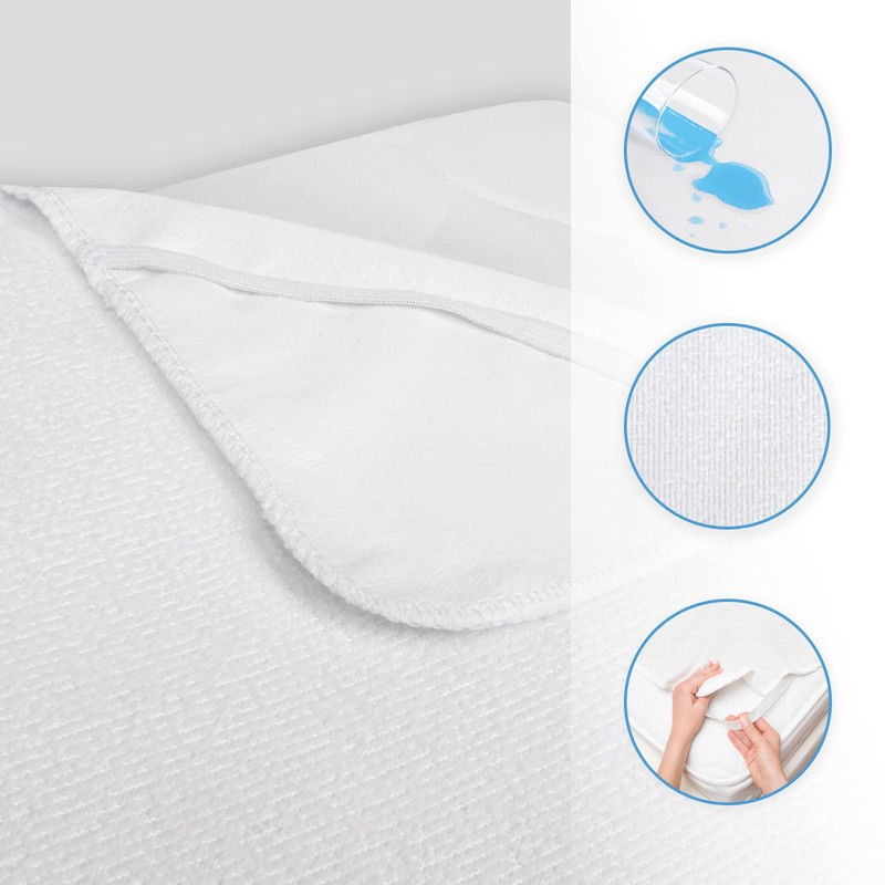 Set of 2 Waterproof Mattress Protector Sheets/Covers Fits 83x50 cm