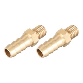 METALLIXITY Brass Hose Barb Fitting (M8-1.25 Male x 8mm Barbed) 2pcs, Hose Pipe Connector - for Fuel Air Water Oil Gas