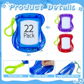 22 Pack Mini Magnetic Drawing Board Party Favors for Kids 4-8, Backpack Keychain Drawing Boards, Erasable Doodle Sketch and Writing Pad for Kids Toddlers Birthday Party Supplies and Goodie Bag Fille