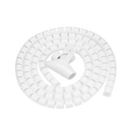 Coiled Cable Tubing Cut to Size Flexible Cable Protector Cable Organizer for TV PC Cable Management and Organization (20mm, White) 5M