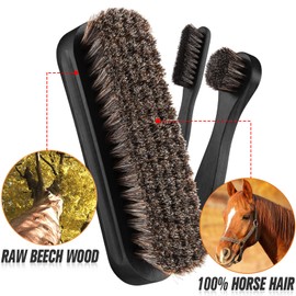 6 Pcs Horsehair Shine Shoes Brush Kit Polish Dauber Applicators Cleaning Leather Shoes Boots Care Brushes Suede Cleaner Brush with Microfiber Shoe Gloves(6 Pcs Style E)