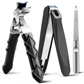 Toe Nail Clippers for Thick Toenails for Seniors, Heavy Duty Angled Head Toenail Clippers for Men, Large Fingernail Clipper with Catcher, Ultra Sharp Big Nail Cutters Set