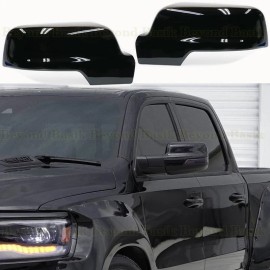 Torox For 2019-2025 Dodge Ram 1500 Mirror COVERS W/TSH PXJ DIAMOND BLACK CRYSTAL PEARL