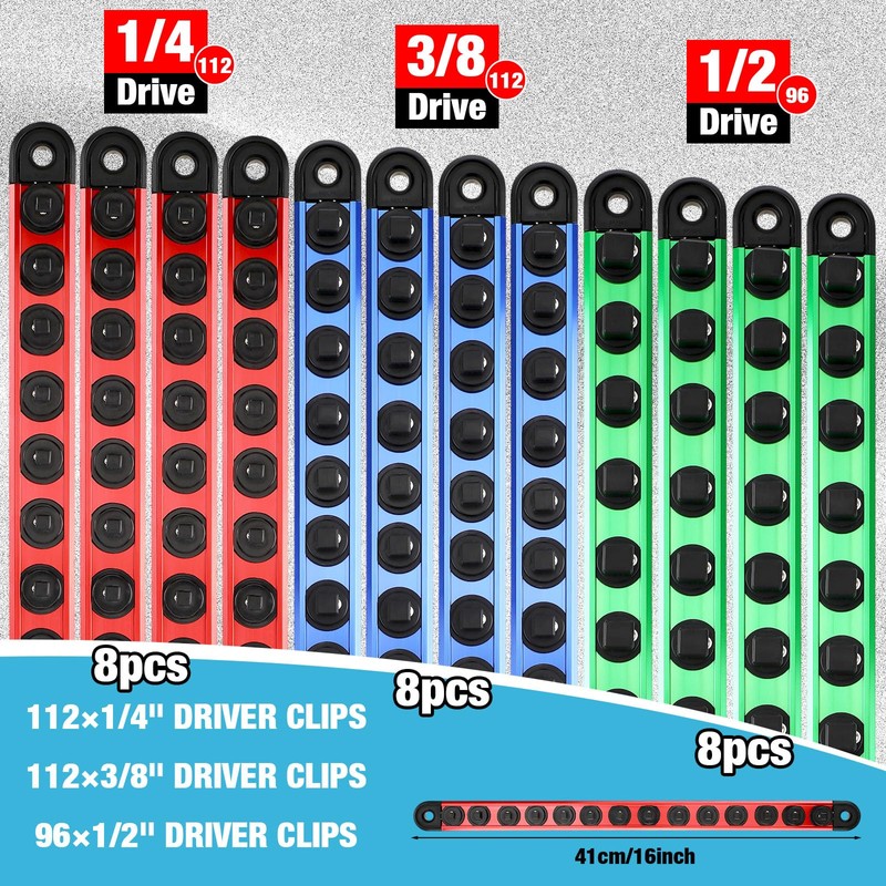 Ceenna 24 Piece Magnetic Socket Organizer Set, Heavy Duty Socket