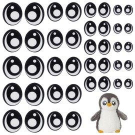 FINGERINSPIRE 20 Pairs Felt Eyes Patches for Crochet Stuffies and Plushies 4 Sizes Oval Black Color Felt Craft Doll Eyes Sewing Applique DIY Doll Puppet and Plush Animal Making Supplies