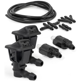 Click&Fit Repair kit Windshield washer Nozzles compatible with Jeep Wrangler 2013-2024, Gladiator 19-21 – Wiper washer check valves, hose, pipe connectors, sprayers replaces 68164356, Extension set