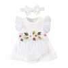 QUNERY Newborn Girl Outfits Ruffled Sleeveless Flower Romper Summer Dress