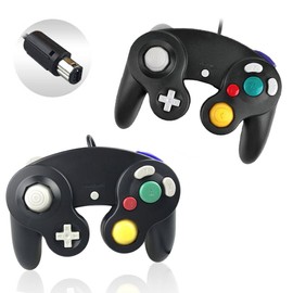 Gamecube Controller, Reiso 2 Pack Classic NGC Wired Controller for Wii Gamecube(Black and Black)
