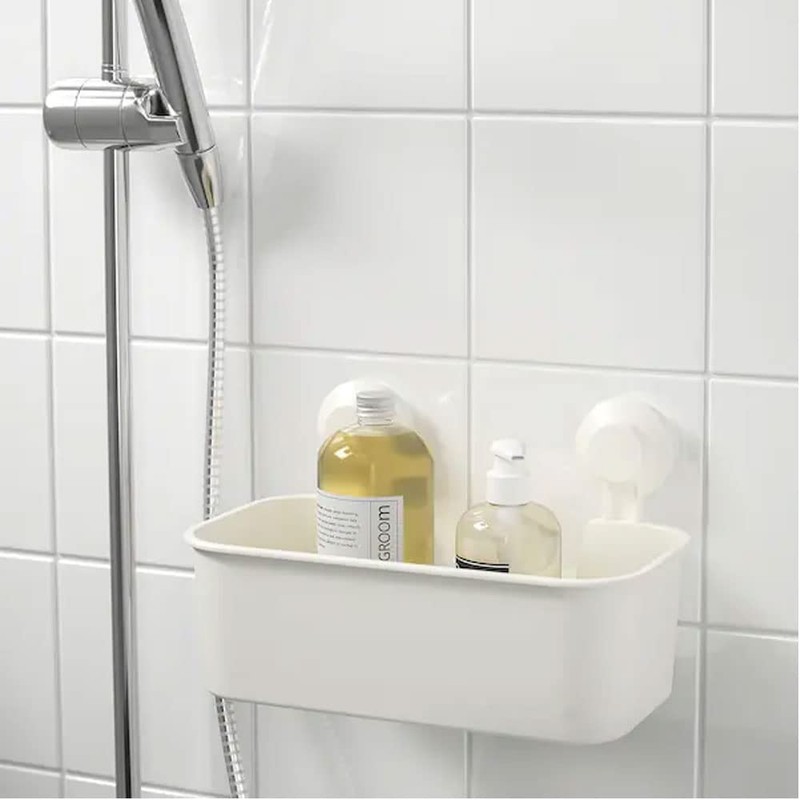 Ikea Tisken Basket with Suction Cup for Storage, White(Polycarbonate Plastic,