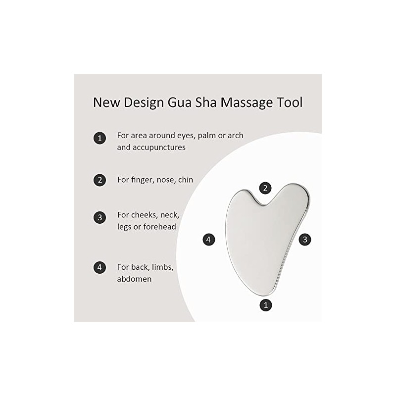 Face Roller and Gua Sha Set, Metal Face Massager Gua