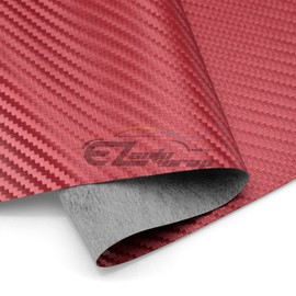 EZAUTO WRAP 24"x54" (2FTx4.5FT) Fabric Carbon Fiber Red 54" Wide Cloth Marine Vinyl Plain Weave Upholstery Automotive Seat Cover