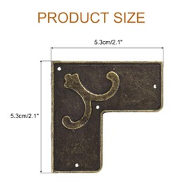uxcell 8pcs Vintage Flat Corner Bracket 2.1"x2.1" Decorative Metal Desk Corner Protector with Screw for Box Cupboards Decorative Furniture Bronze
