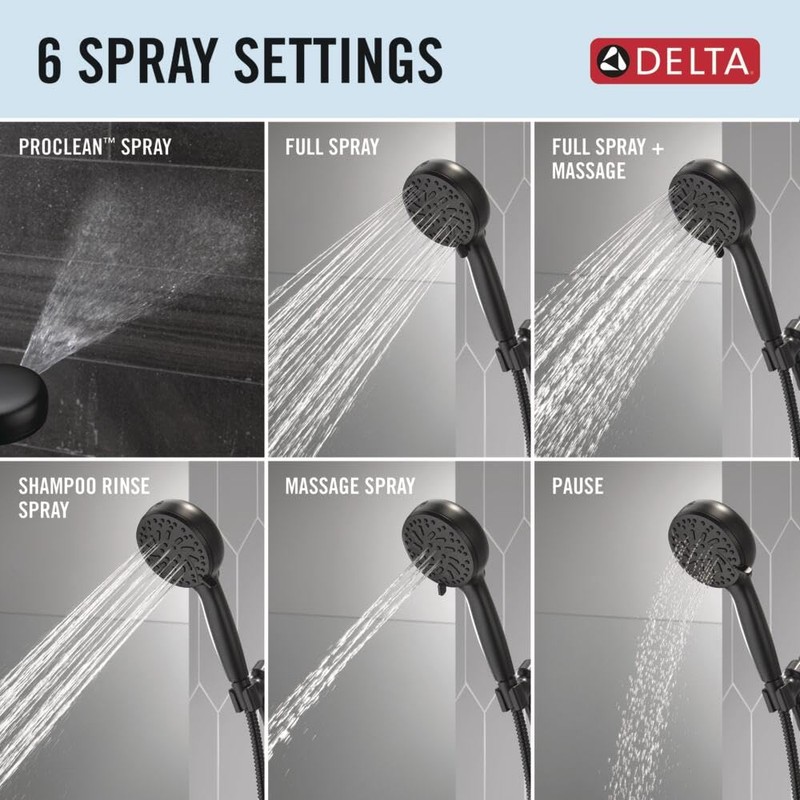 Delta Faucet ProClean Matte Black Shower Head with Handheld, Showerhead
