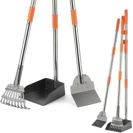 TIMINGILA Pooper Scooper Dog Pooper Scooper Long Handle Stainless Metal Tray ...