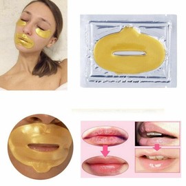 10 Pair Eye Masks & 10 Lip Masks Crystal Collagen 24k Gold Under Eye Gel Pad Face Mask Anti Aging Wrinkle Gel Lip Plumping Patches, Vegan Cruelty-Free Self Care Beauty