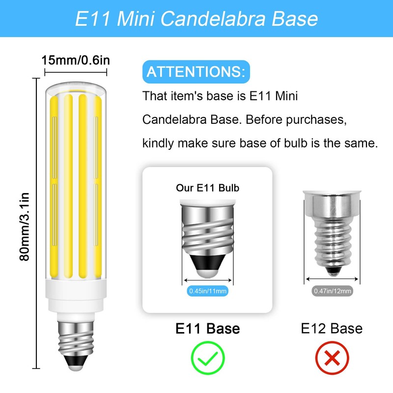 TRIJZHOU E11 10W LED Bulbs, JDE11 120V 100W Halogen Equivalent