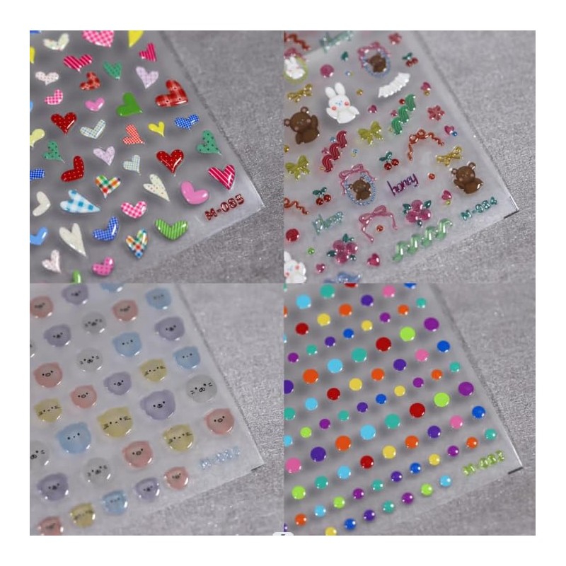Dedyel Candy Bear 5D Embossed Nail Art Stickers, Waterproof Vinyl