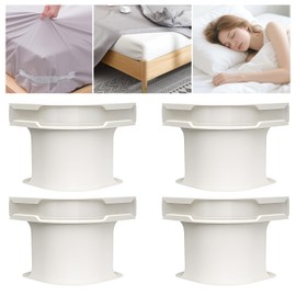 DRERIO Bed Lock Sheets Anti-Slip 4-Piece Set / White Bed Sheet Fixer Discreet 【No Traces・Easy Removal】Sheet Fixation Anti-Slip Non-Slip Corner Fixation for School/Bedroom/Hotel/Children's Room (White)
