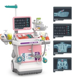 Kit de Doctor para Niños - Conjunto de Estación Médica de Juguete para Niños y Niñas, Carrito Móvil con Conjunto de Juego para Edades de 3 Años en Ade