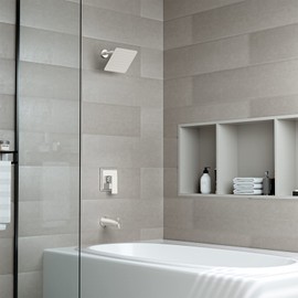 Shower Faucet Set with Tub Spout - SunCleanse Shower System (valve Included) with 8-inch Rain Shower Head and Bathtub Faucet - Brushed Nickel Shower Tub Kit for Bathroom