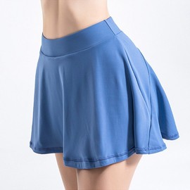 Women's Summer Lightweight Quick-Dry Yoga Skirt Shorts for Fitness, Sports, and Tennis Pleated Gray Blue+S [Recommended under 47.50 Kg] 5ea