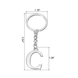 PATIKIL Initial Letter Keychain, Letter C Key Chain DIY Pendant Key Ring Bag Backpack Decor for Men Women Party Gifts Favors, Silver