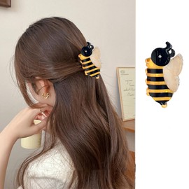 Bee Hair Clips Cartoon Animal Hair Claw Clips Cute Yellow Bee Hair Accessories Non Slip Strong Hold Small Acrylic Hair Clamps Summer Design Cute Hairpin Fashion Hair Styling Decorations for Women, 1Pc