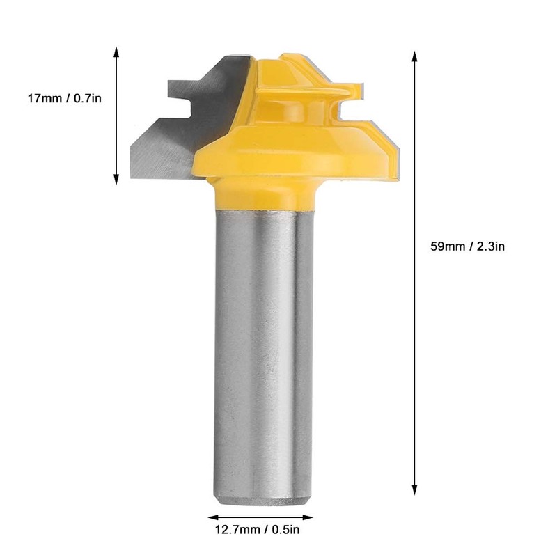 45 Degree Mitre Milling Cutter Bit Carbide 1/2 Inch Shank