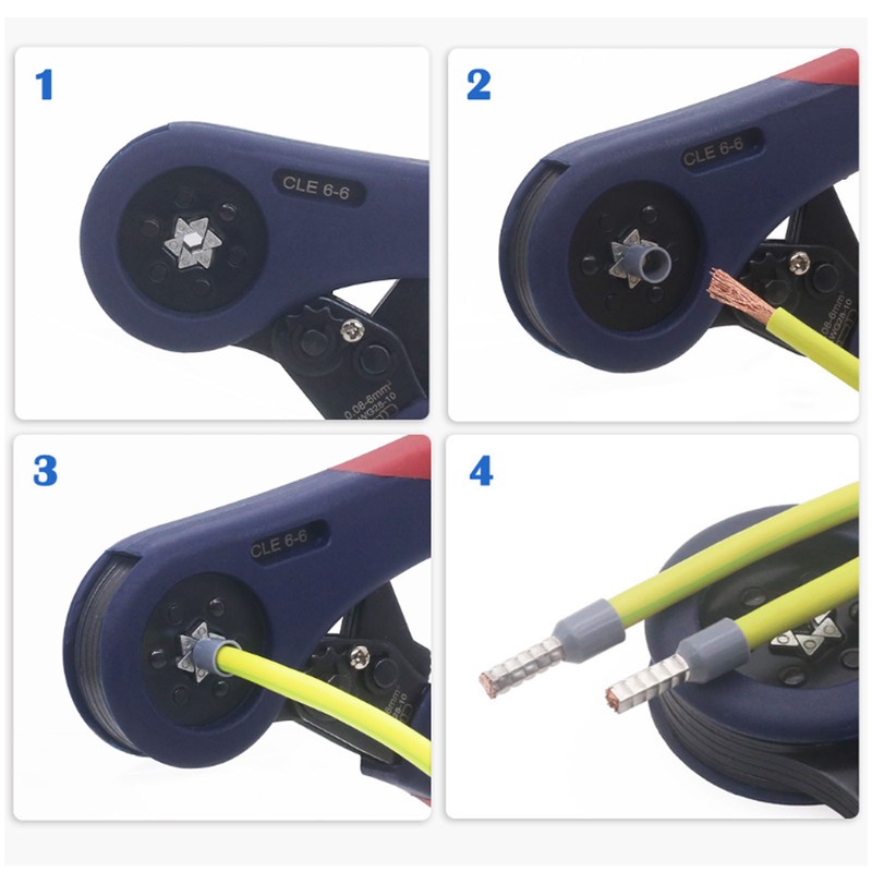 Ferrule Crimping Plier Self Adjustable Ergonomic Ratchet Wire Shrinkage Hand