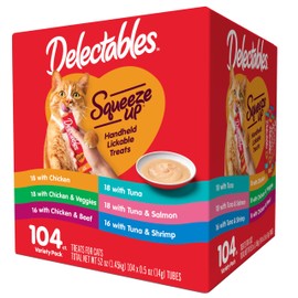 Hartz Delectables Squeeze Up Variety Pack Lickable Cat Treat, 104 Count