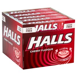 Halls Sugar Free Cherry Mentho-Lyptus Throat Lozenges Stick 32 g (Pack of 20)