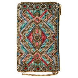 Mary Frances Women's Native Girl Beaded Crossbody Cell Phone Bag with Tribal Design, Multicolor