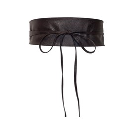 eVogues Plus size Faux Leather Obi Waistband Sash Belt Dark Brown - One Size Plus