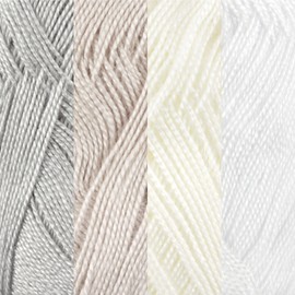 JubileeYarn Delightfully Fine Yarn - 50g/Skein Lace Bamboo - Shades of White - 4 Skeins