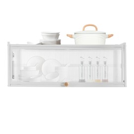 FTUREPAC Wall Mounted Storage Cabinet, Kitchen Wall Cabinet with Flip-Up Doors, White Cabinet Storage Organizer, Kitchen Rack Cabinet Shelf for Dining Room, Kitchen, Batnroom (White)