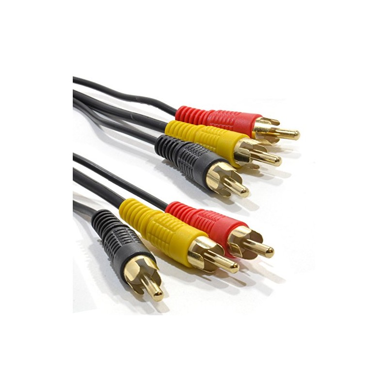 kenable TRIPLE RCA Phono Plugs to Plugs COMPOSITE & Audio