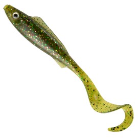 Dr.Fish 20 Pack Grub Soft Fishing Lures 3.7" Minnow Swimbaits Plastic Baits Bass Shad Lures Worm Bait for Trout Walleye Pike Sand EEL Green Glitter