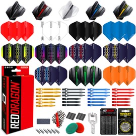 RED DRAGON Darts Accessory Pack Pro Aluminium Set Includes Flights, Stems and Accessories