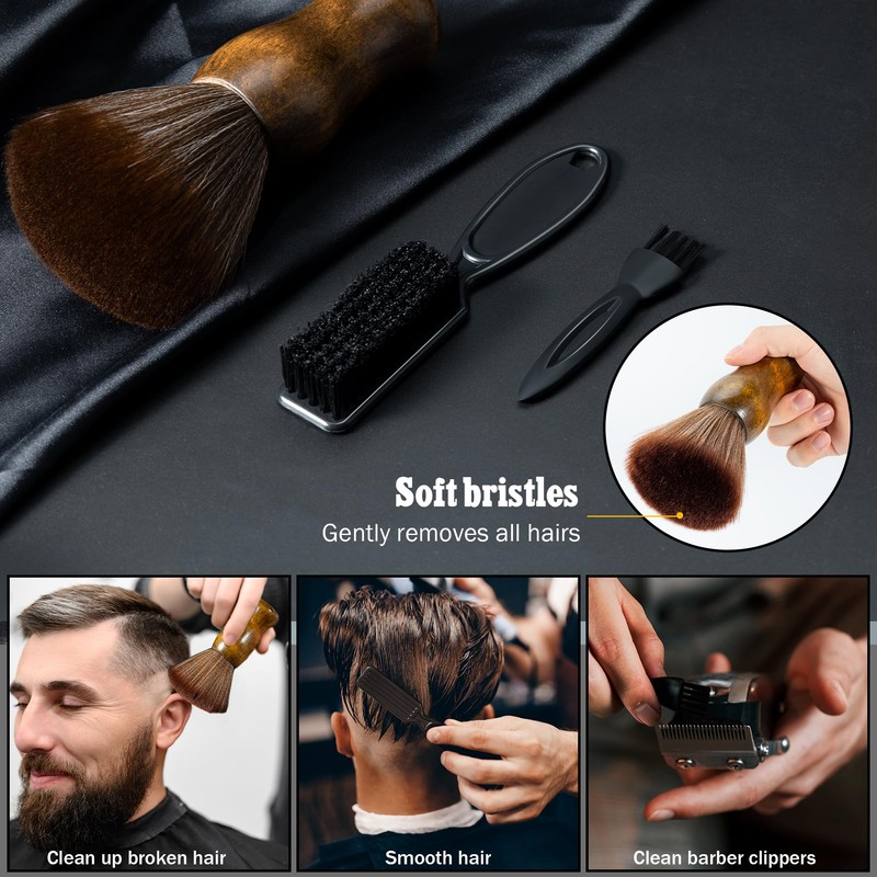 SALONSILK Barber Neck Duster Shaving Brush Set, 5 in 1