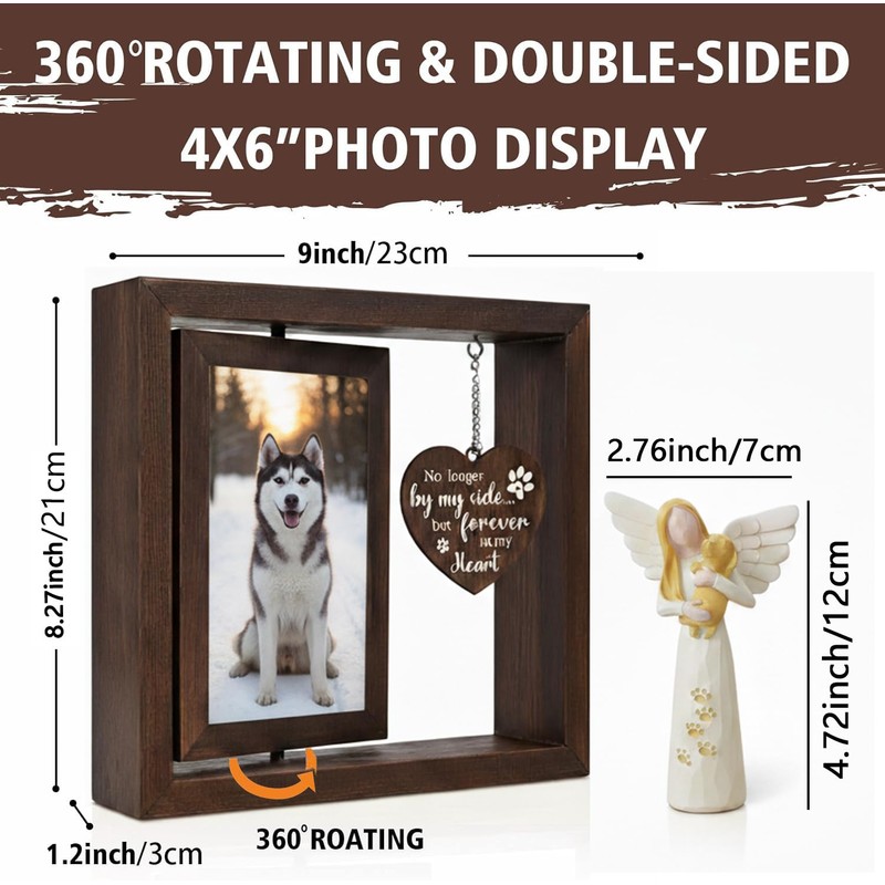 Dog Memorial Picture Frame – 4x6 Rotating Frame, Eco Pet