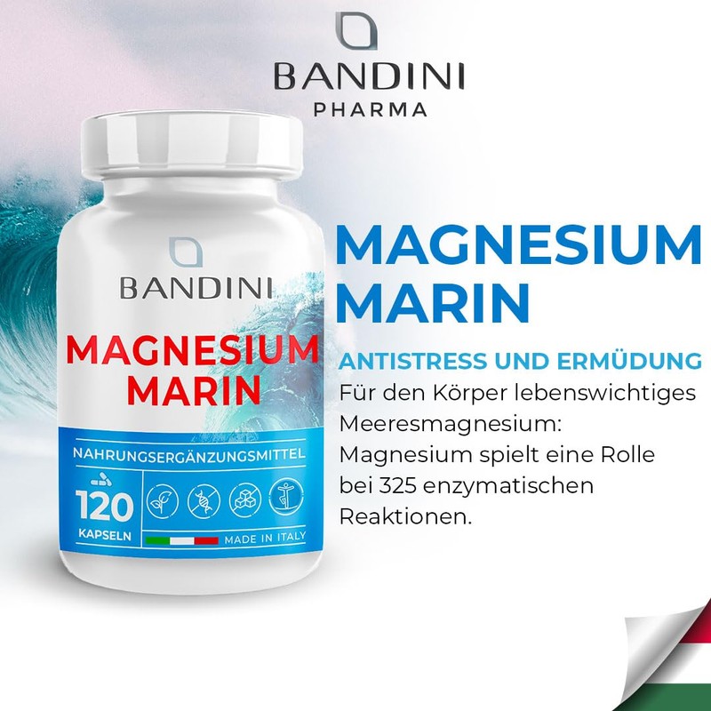 Bandini® Marines Magnesium + Vitamin B6 | 120 Capsules, 200