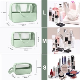 Clear Toiletry Bag, 3pcs Makeup Bag with Zippers, Handing Travel Accessories Portable Waterproof Cosmetic Wash Bags for Women and Men