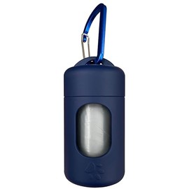 Dog Poop Bag Dispenser for Leash with Snap Clip, Skin-friendly Texture Waste Bag Holder for Dog Walks and Cats, Pets Litter Bag Container, Indoor & Outdoor Use (Navy, 1)