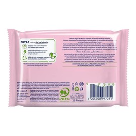 Toallitas desmaquillantes NIVEA micelares con agua de rosas 25 pzas