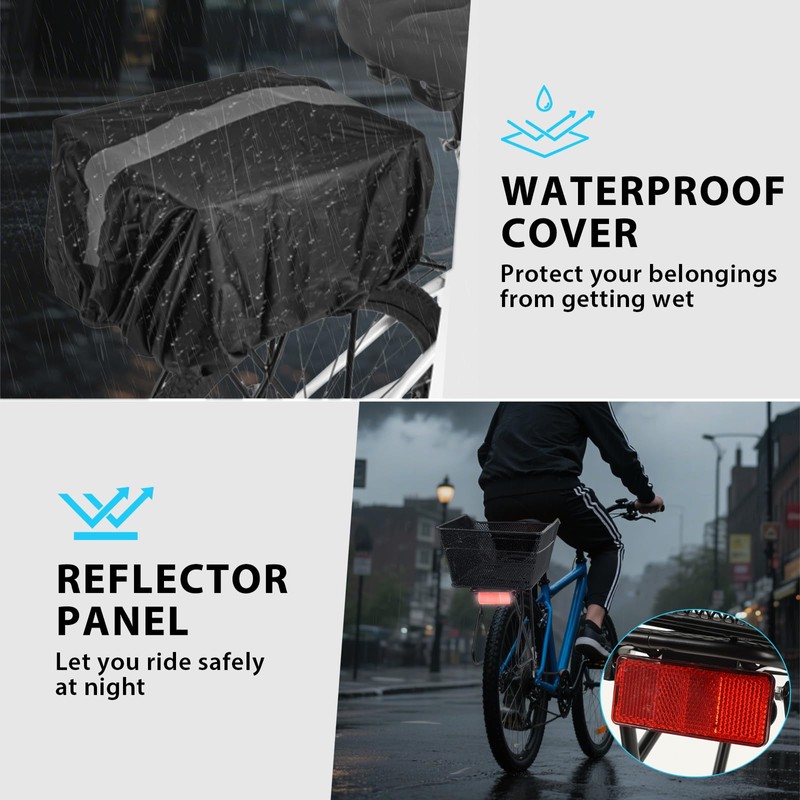 YEEGO DIRECT Rear Bike Rack with Basket, Adjustable Detachable Bike